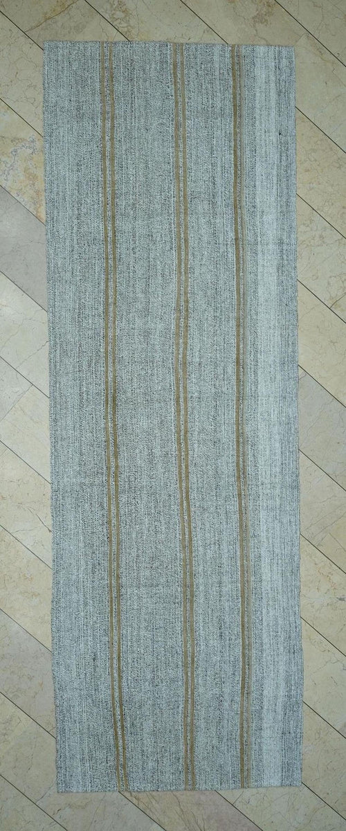 4x12 Flat Weave Gray Turkish Kilim Rug Runner:Mid Century Modern Wide & long Rugs.