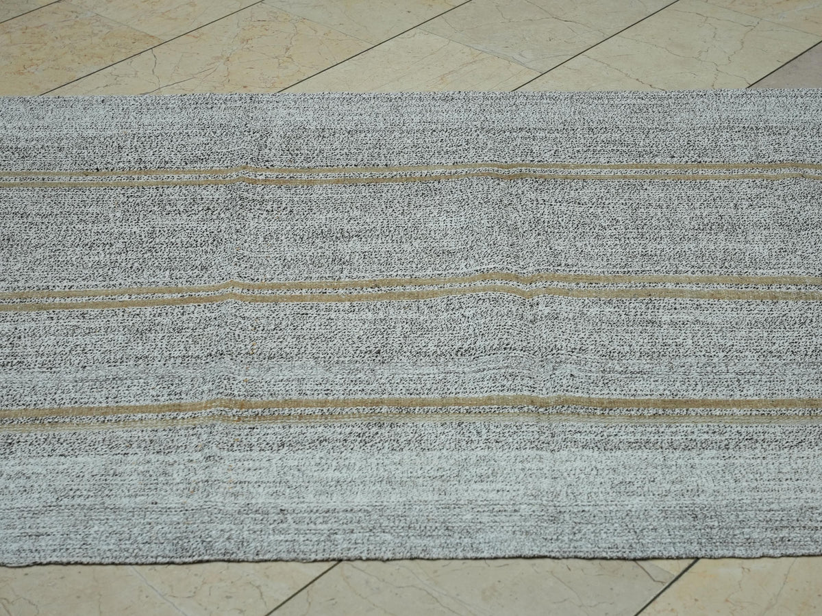 4x12 Flat Weave Gray Turkish Kilim Rug Runner:Mid Century Modern Wide & long Rugs.