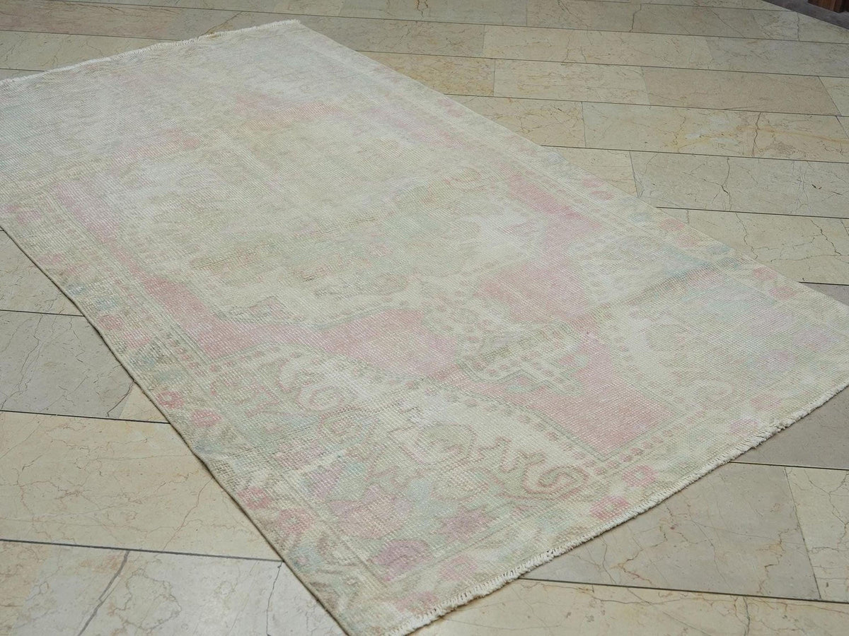 4x7 Seasonal Decor: Vintage Turkish Oushak Rug,one of a kind handwoven rugs
