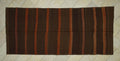 Vintage Brown Wool Kilim Rug: 4.7"x10.7" Orange Stripe Flat Weave Rugs.