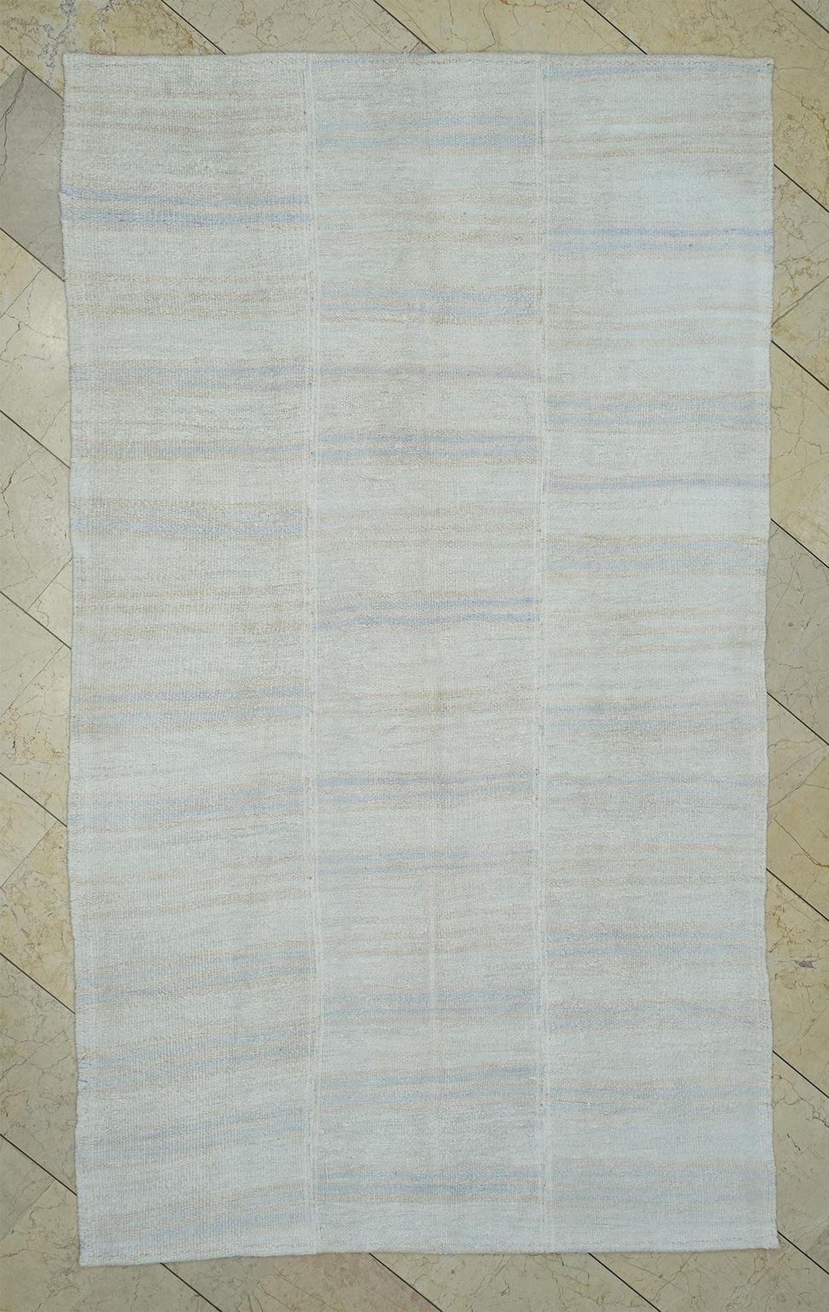Scandinavian Home Style Handmade Hemp Kilim Rug: 5x9 Vintage Turkish Stripe Rugs.