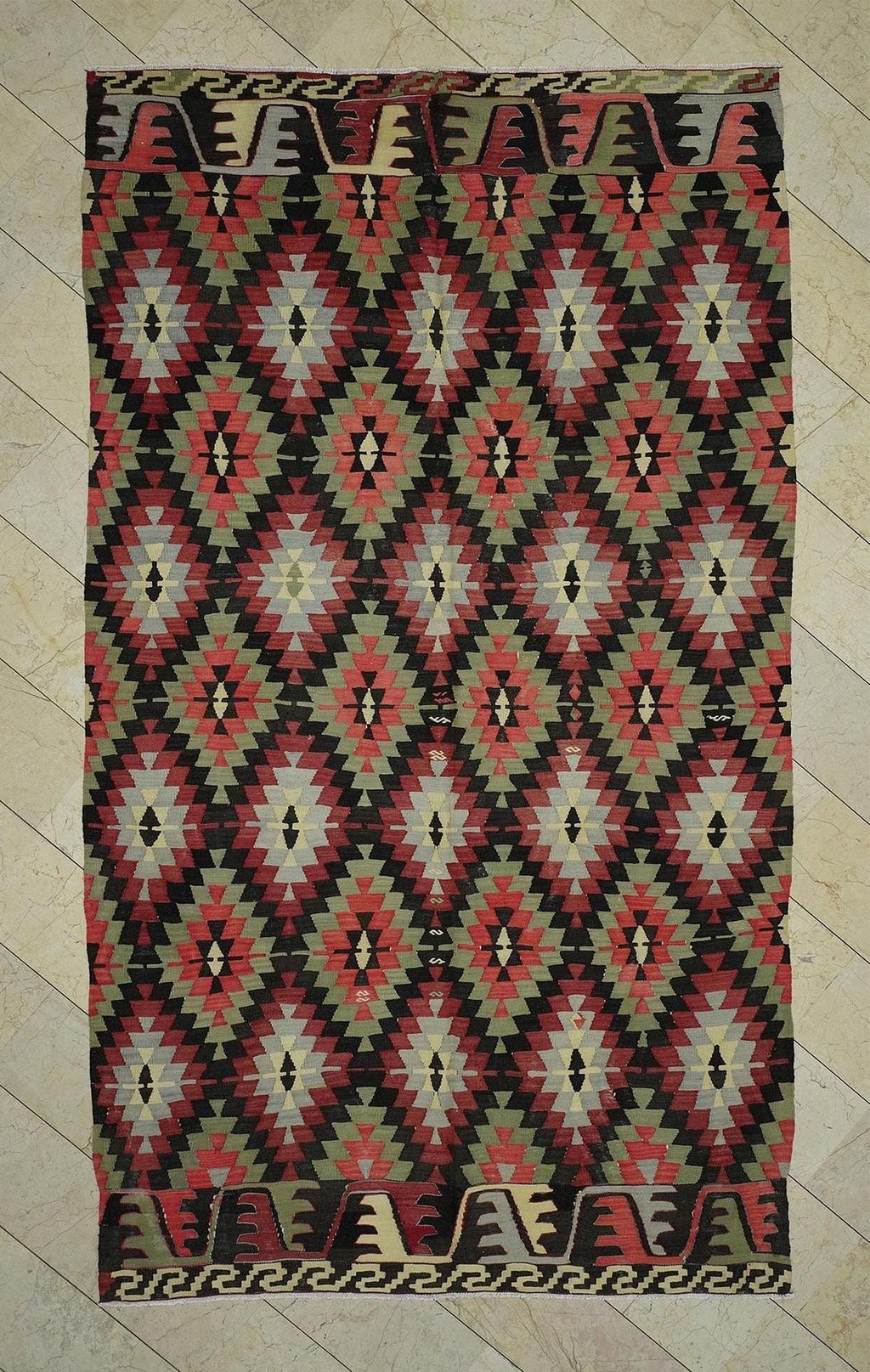 Vintage Turkish Kilim Rug: 6.5"x11.6" Handwoven Flat-weave Rugs