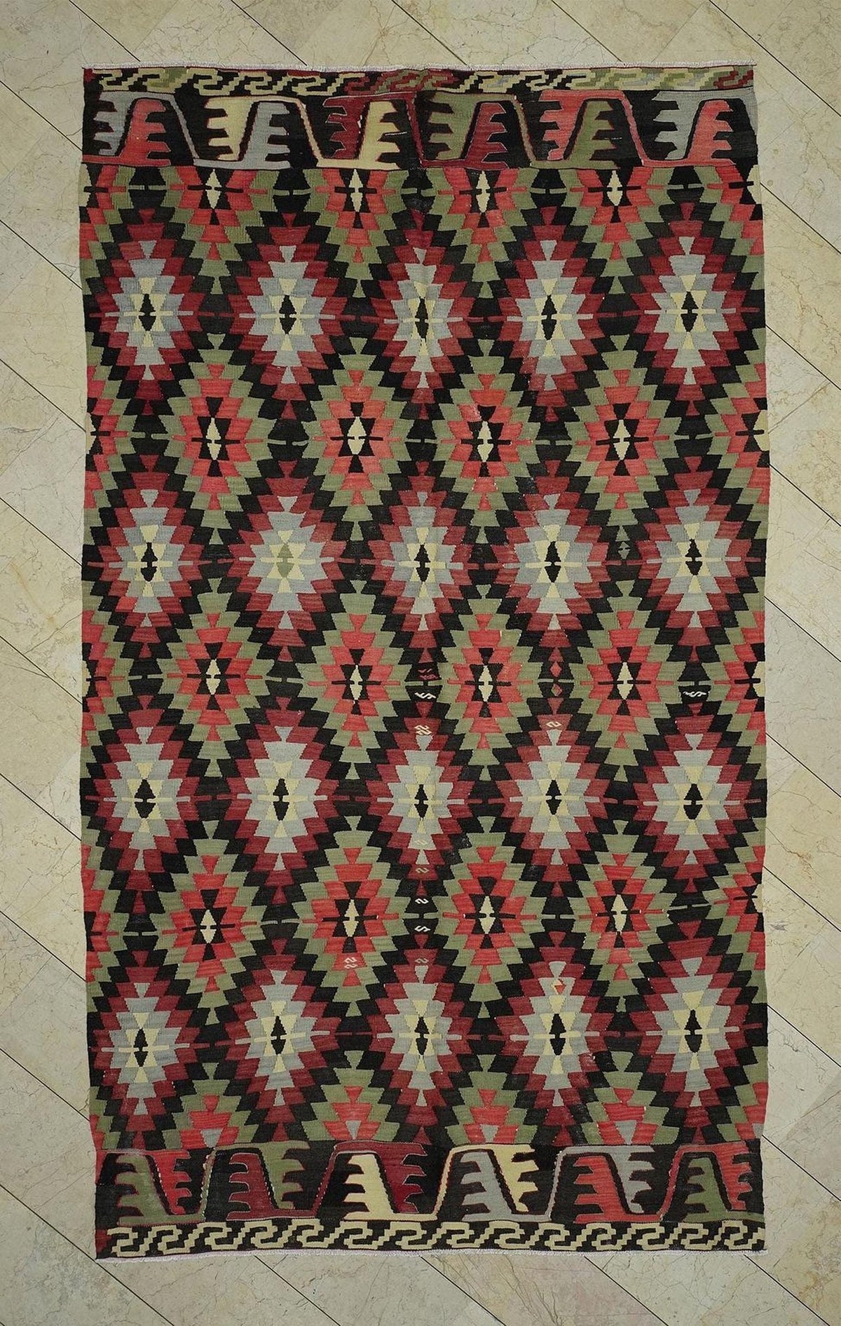 Vintage Turkish Kilim Rug: 6.5"x11.6" Handwoven Flat-weave Rugs