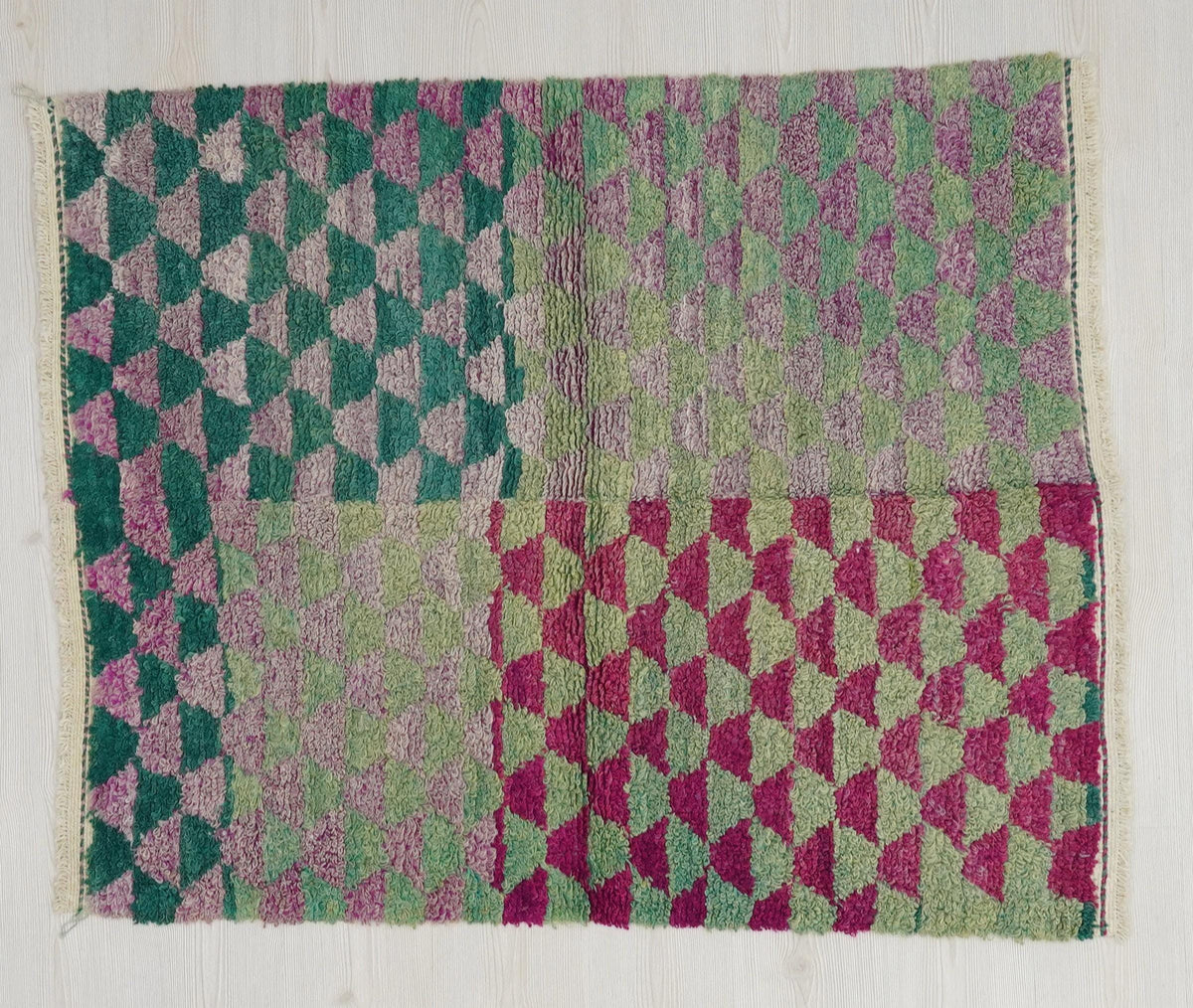 Vintage Tulu Rug: Small Purple & Green Wool Woven Home Living Decor Rugs 3.6x4.5 ft.