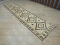 3x13 Neutral Color Turkish Wool Rug Runner: Long Hallway Decor Rugs.