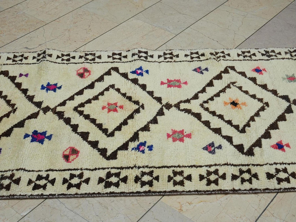 3x13 Neutral Color Turkish Wool Rug Runner: Long Hallway Decor Rugs.