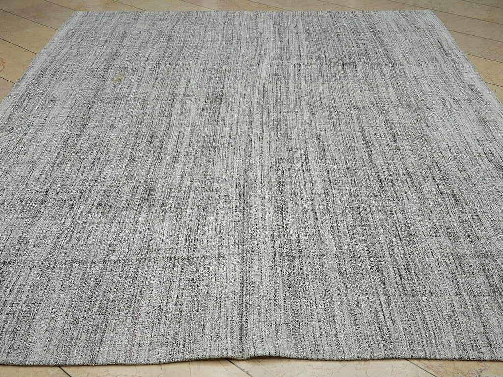 8x10 Primitive Decor Turkish Kilim Rug: Natural ivory Gray Flat Weave Rugs