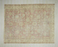 8x10 Antique Handwoven Oushak Rug: Mid-Century Modern Turkish Wool Carpet,Faded Red Area Rugs.