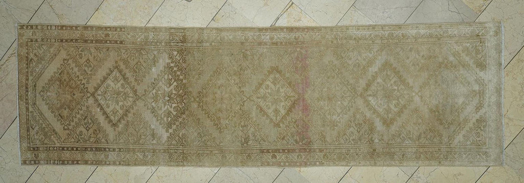 Turkish Rug Runner: Vintage Wool Hallway Carpet Rugs (2.8x9.9 ft)
