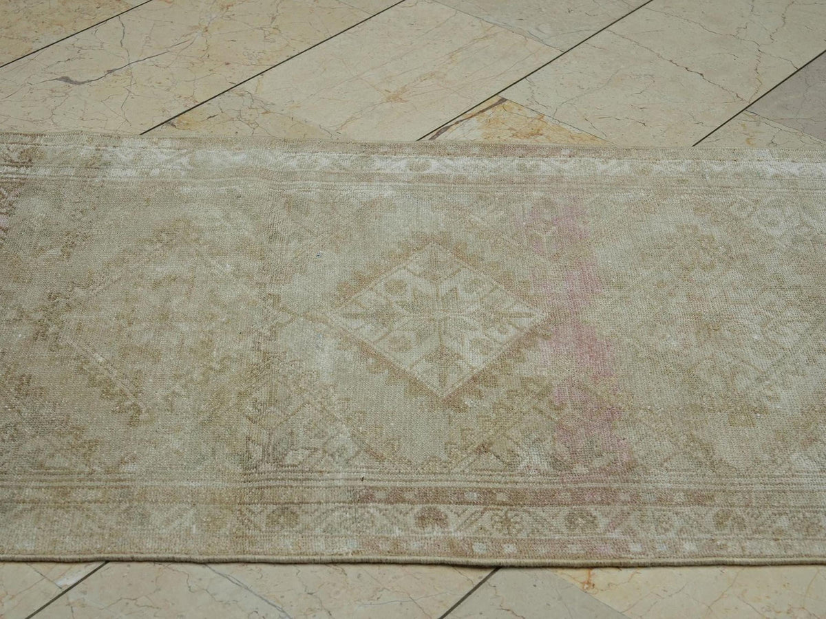 Turkish Rug Runner: Vintage Wool Hallway Carpet Rugs (2.8x9.9 ft)