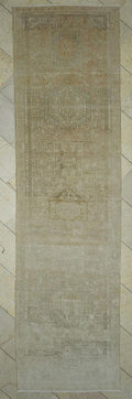 Vintage Turkish Rug Runner: 3x12 Beige Brown Area Wool Carpet Rugs