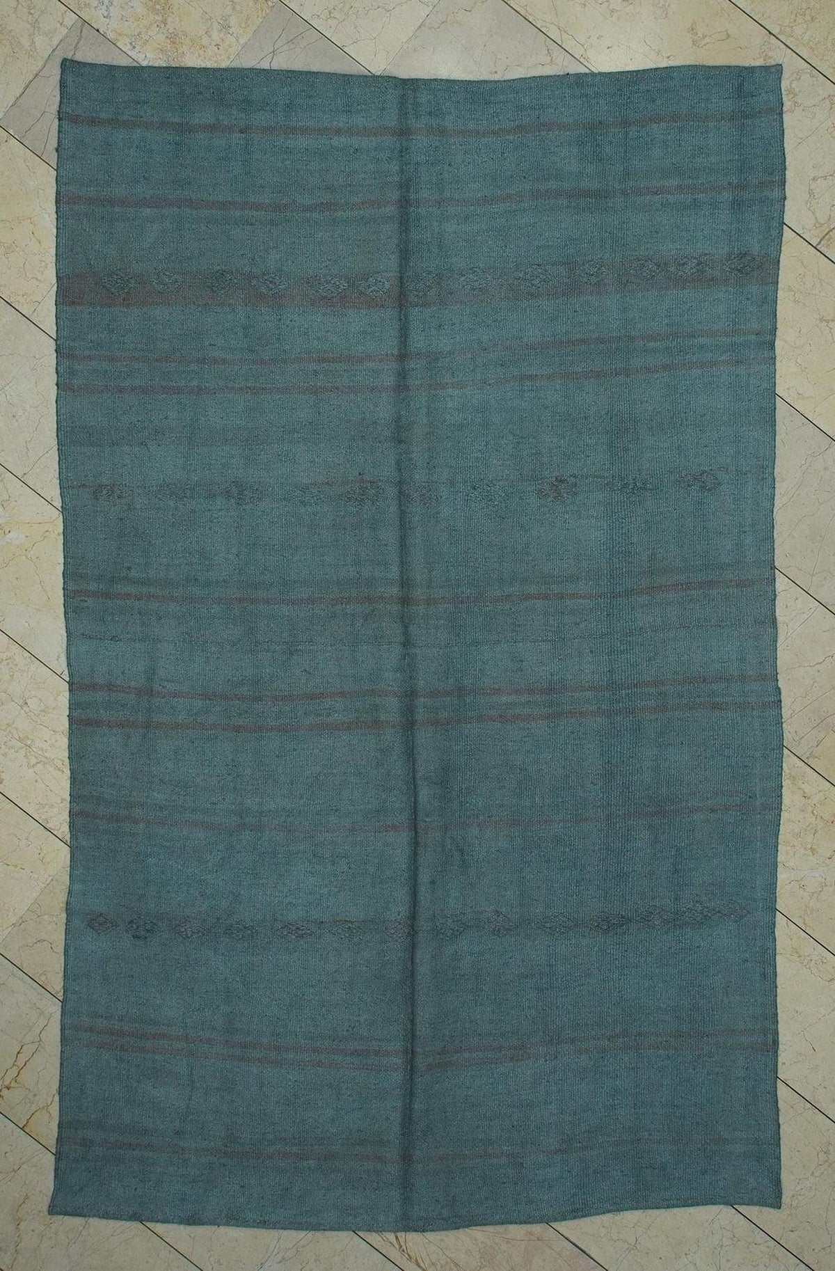 Overdyed Gray Hemp Kilim Rug: 5.3x8.7 ft,Mid Century Modern Flat Woven Turkish Rugs.