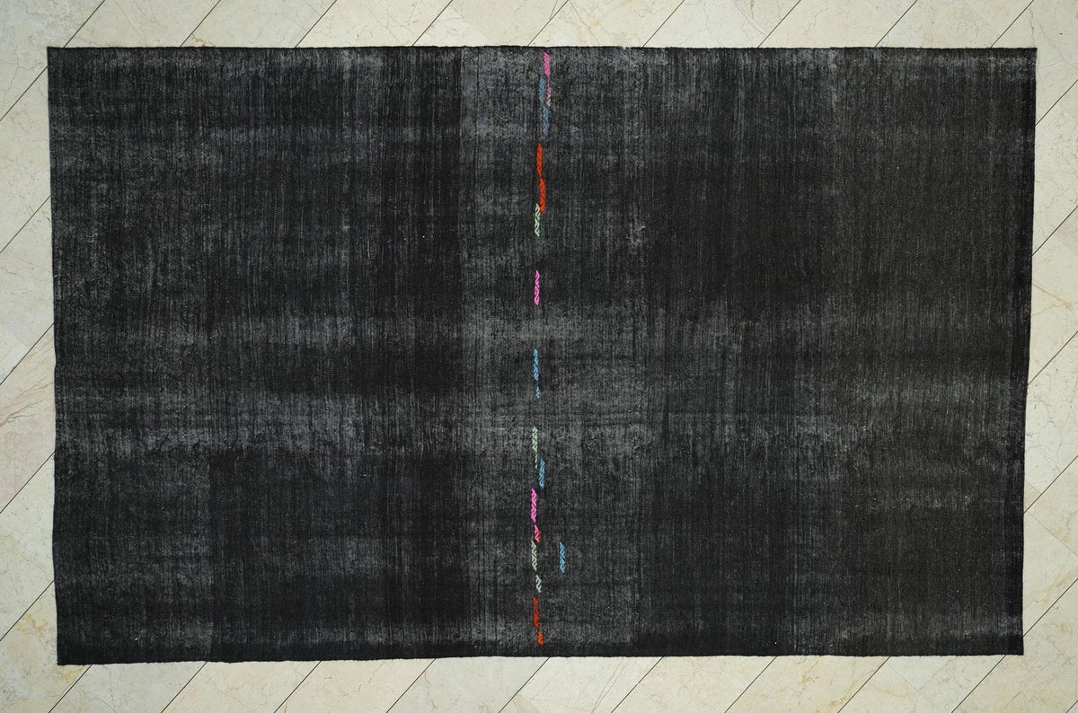 Goat Hair Kilim Rug: 7.2"x11.5" Vintage Turkish Flat Weave Dark Brown Rugs.