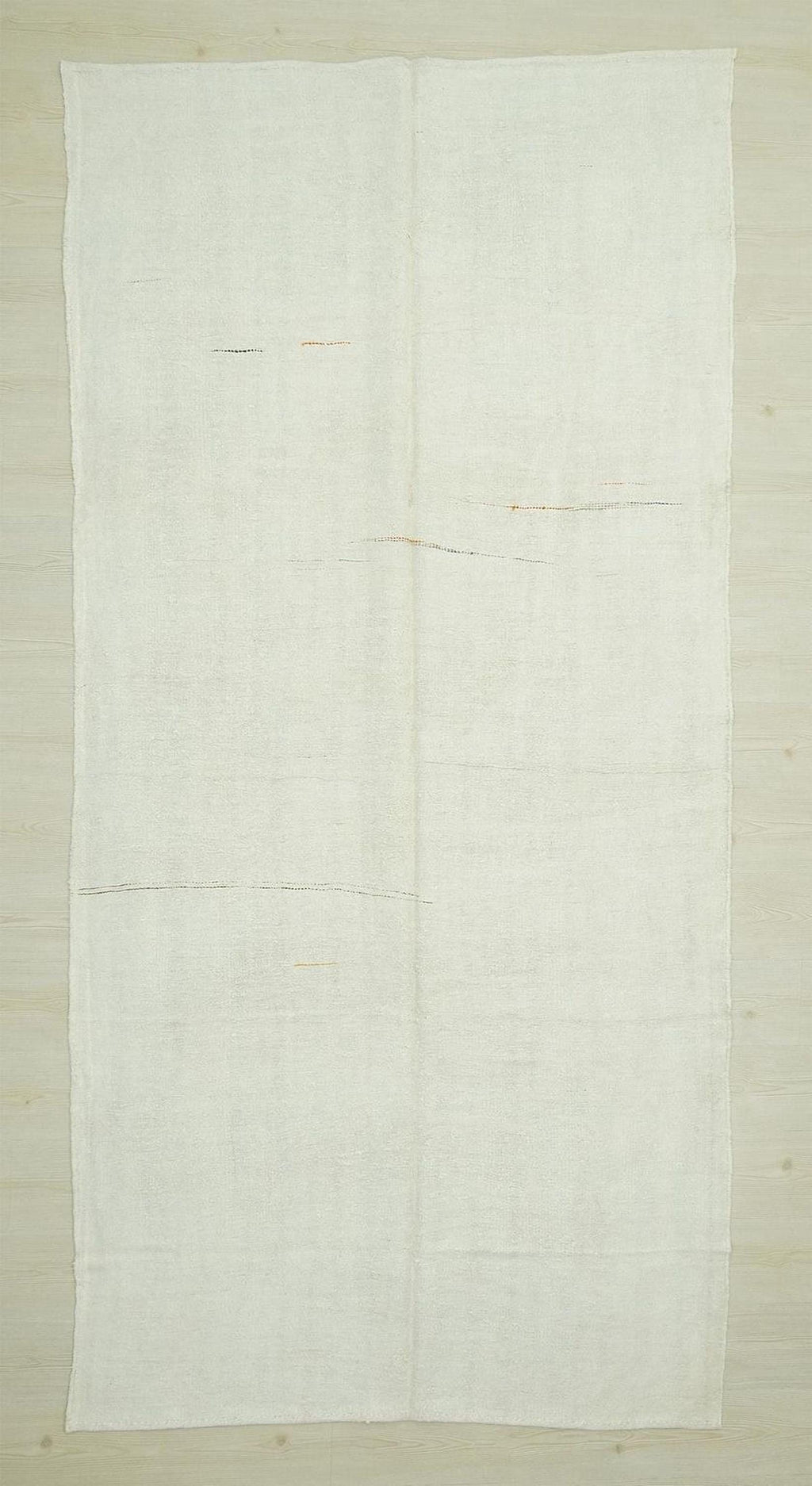 Handmade Hemp Kilim Rug: Plain Off White Flat Weave Scandinavian Style Rugs, 5"x10.3" Feet.