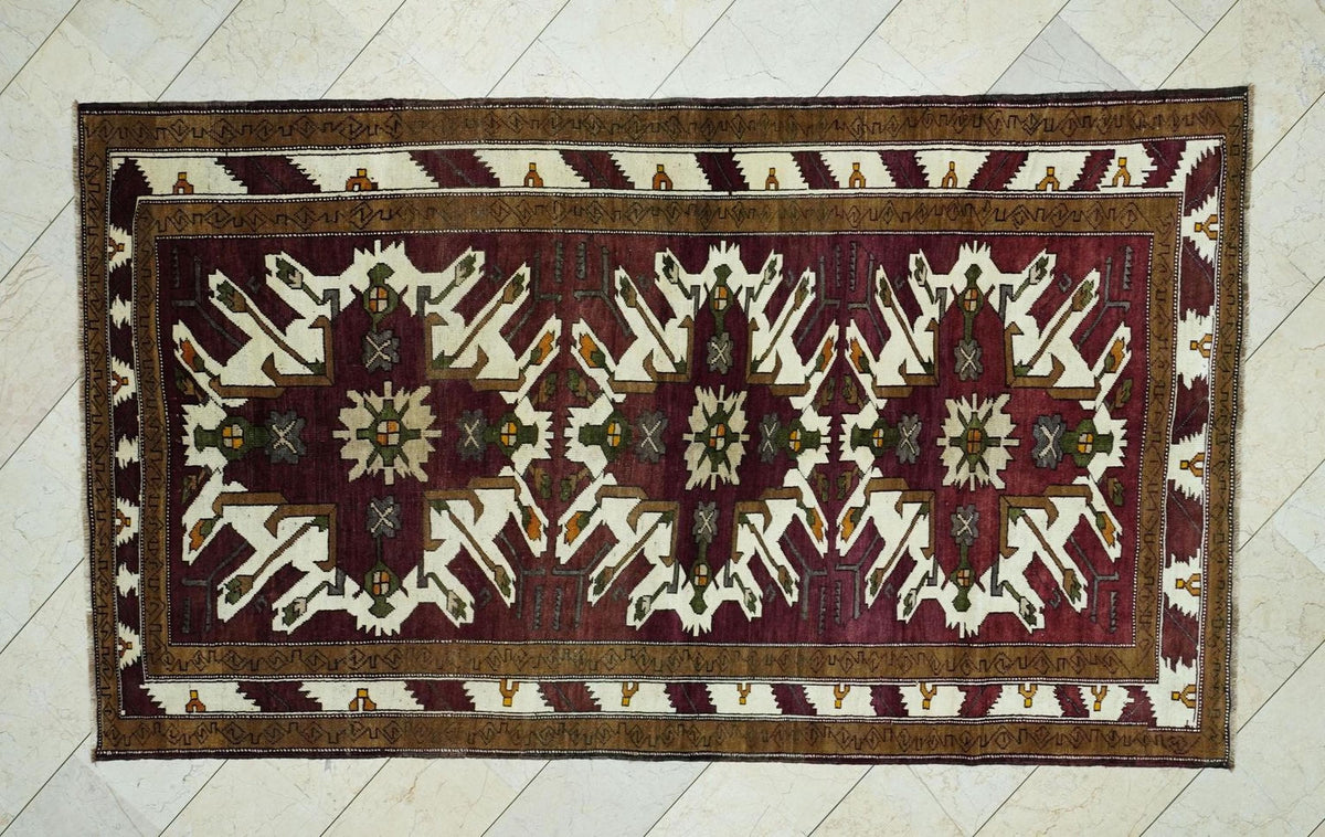 Primitive Pattern Old Turkish Anatolian Carpet Rug: 5.5x9.4 Feet,Multi Colors Area Floor Rugs