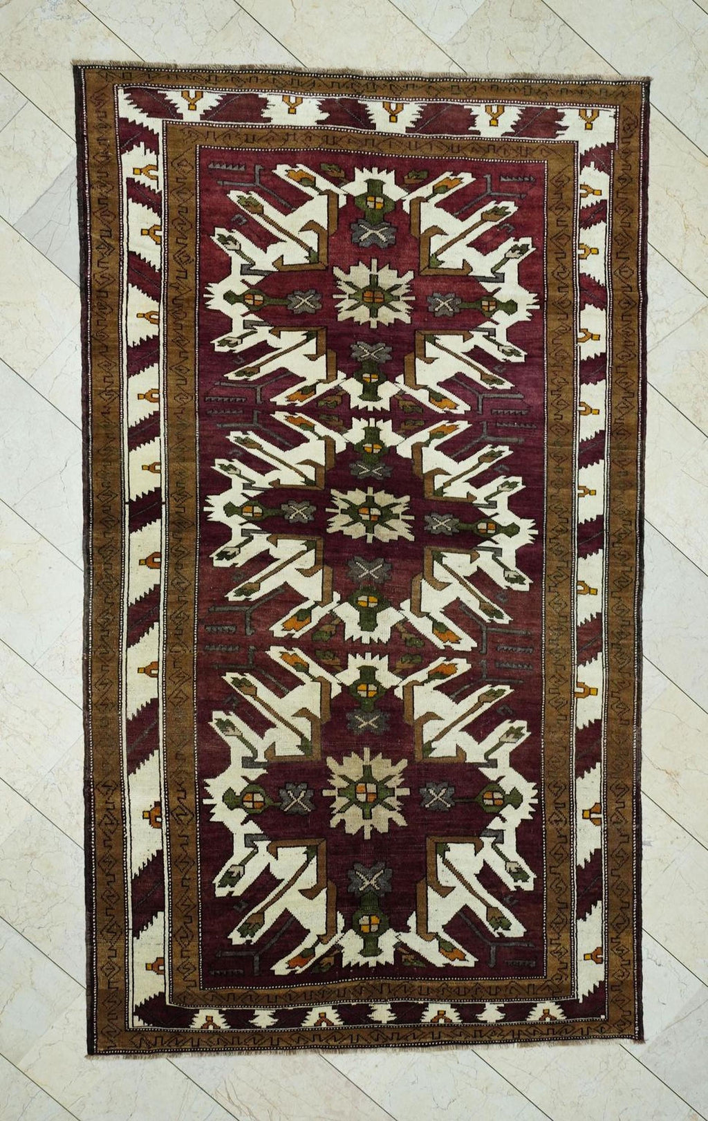Primitive Pattern Old Turkish Anatolian Carpet Rug: 5.5x9.4 Feet,Multi Colors Area Floor Rugs