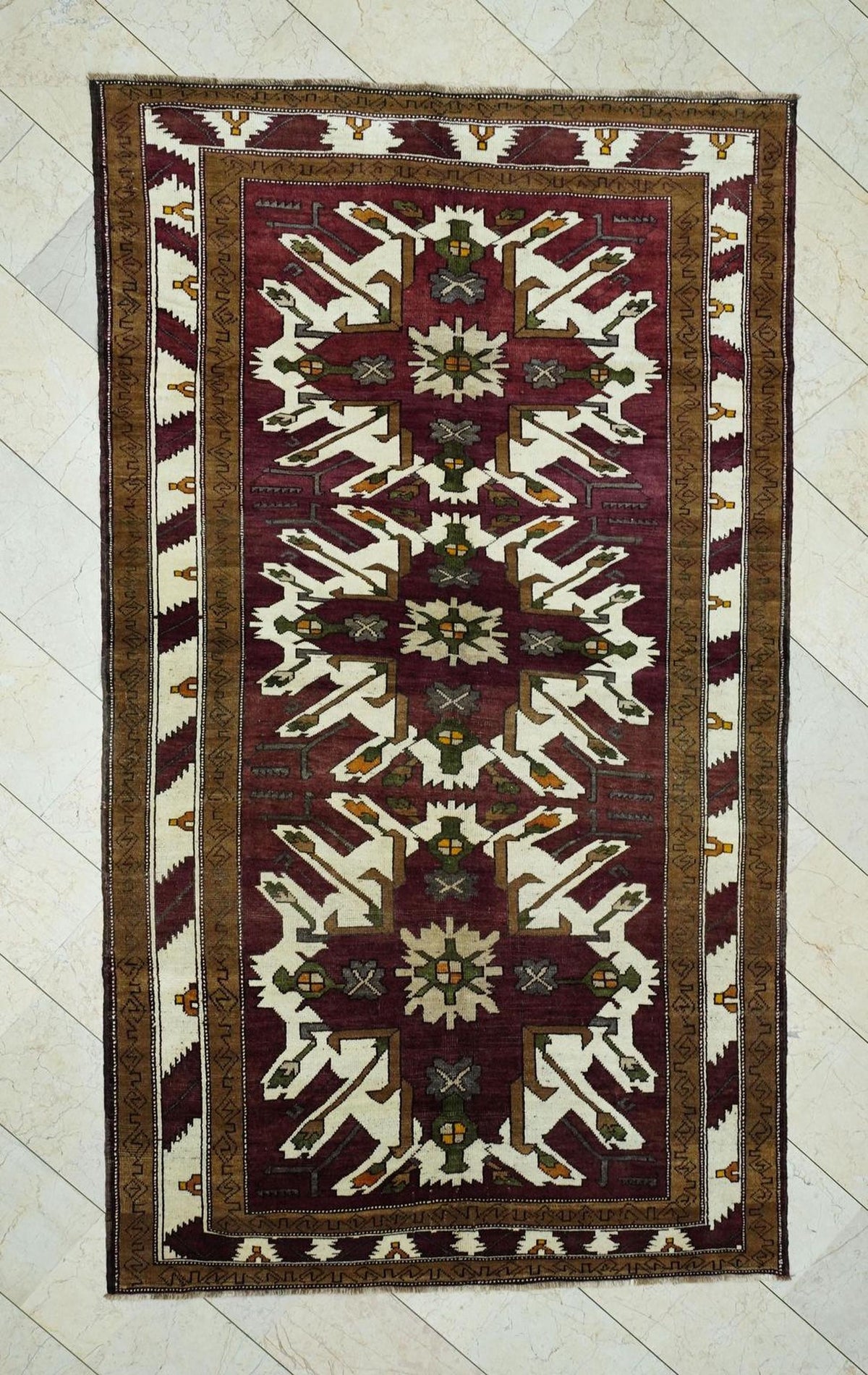 Primitive Pattern Old Turkish Anatolian Carpet Rug: 5.5x9.4 Feet,Multi Colors Area Floor Rugs