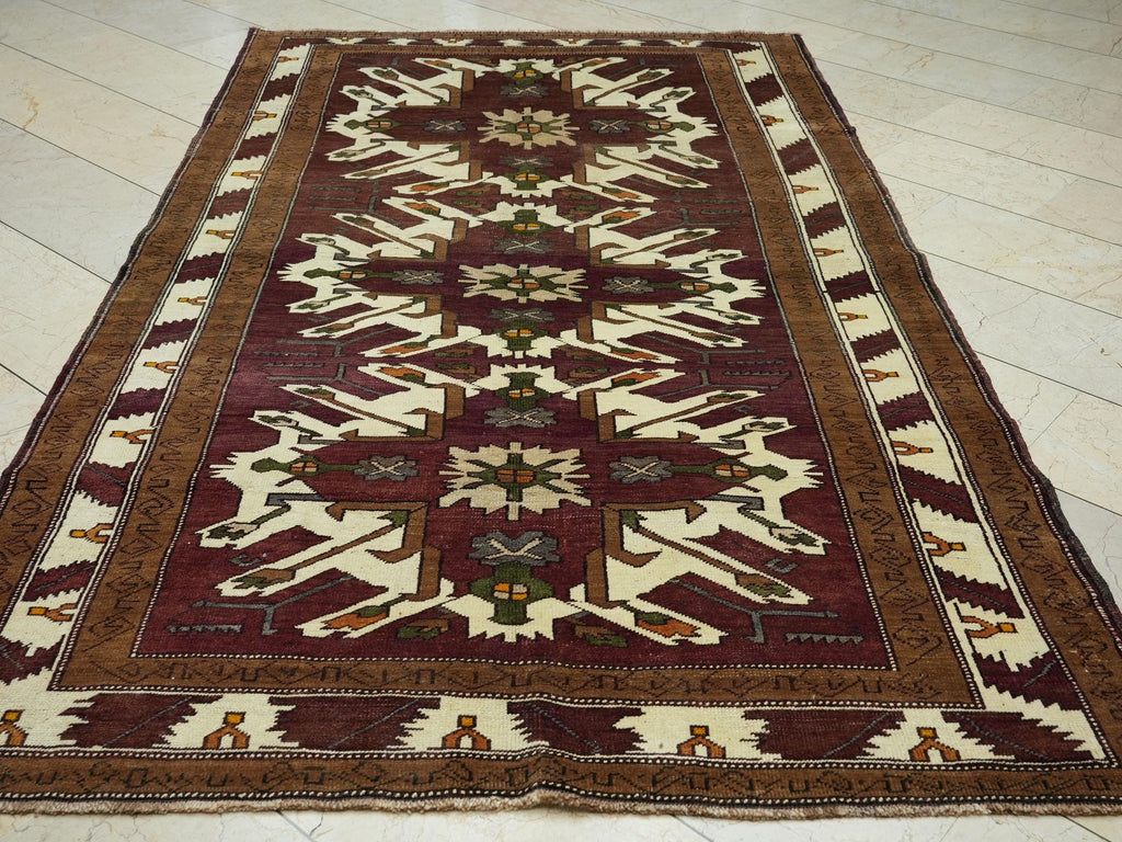 Primitive Pattern Old Turkish Anatolian Carpet Rug: 5.5x9.4 Feet,Multi Colors Area Floor Rugs