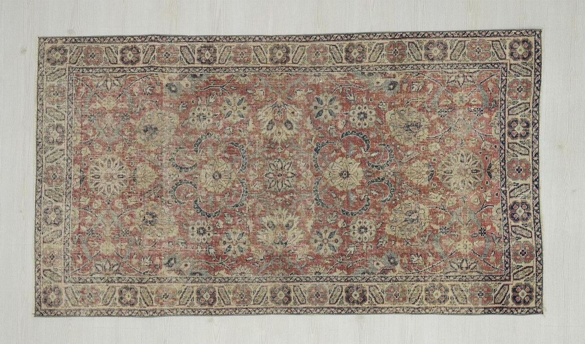Small Vintage Oushak Rug: Handmade Turkish Wool Carpet, 3.6x6.6 ft.