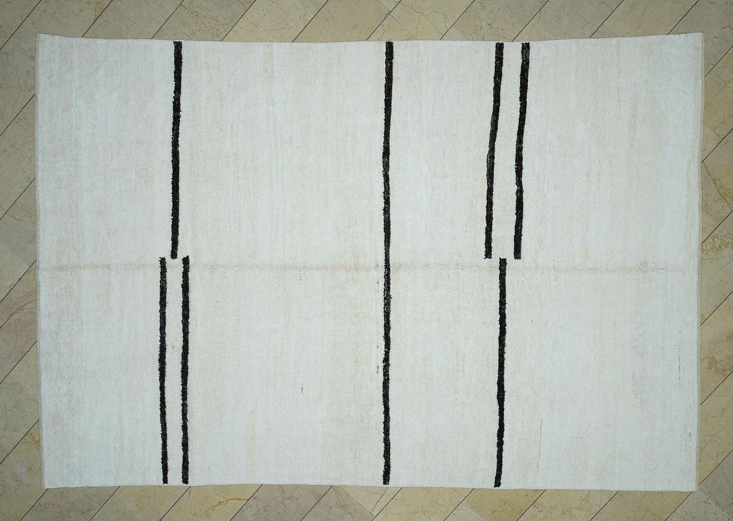 8x12 Handmade Neutral Hemp rug,Minimalist Stripe Design Fine Woven Carpet Rugs