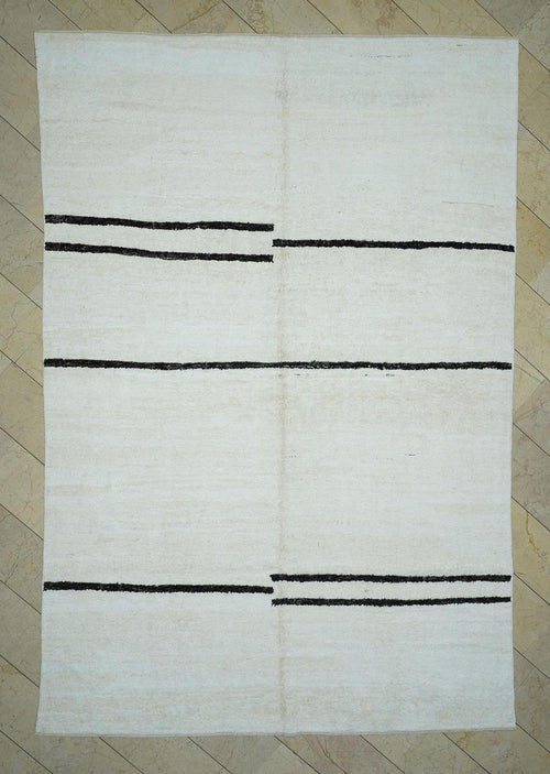 8x12 Handmade Neutral Hemp rug,Minimalist Stripe Design Fine Woven Carpet Rugs