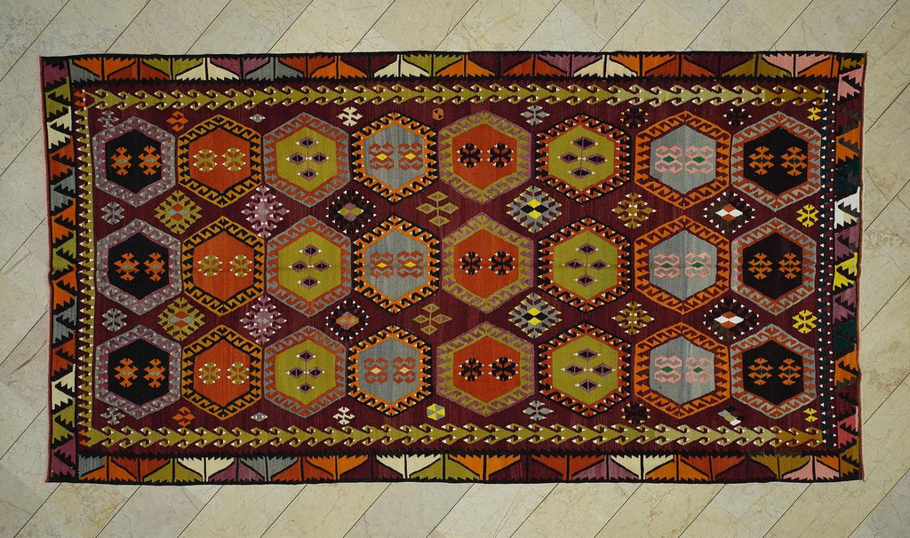 7x13 Large Old Turkish Kilim Rug: Antique Decor Oversize Rare Pattern Handmade Rugs.