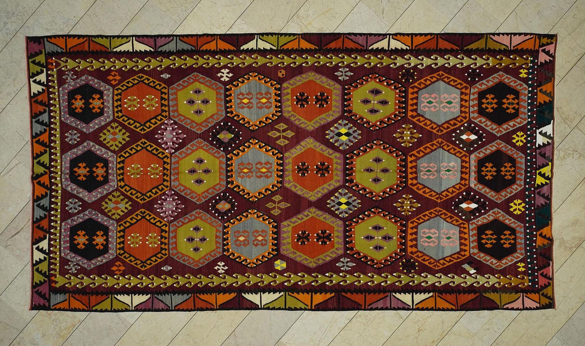 7x13 Large Old Turkish Kilim Rug: Antique Decor Oversize Rare Pattern Handmade Rugs.