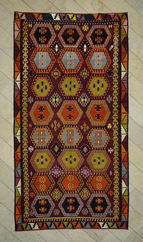 7x13 Large Old Turkish Kilim Rug: Antique Decor Oversize Rare Pattern Handmade Rugs.