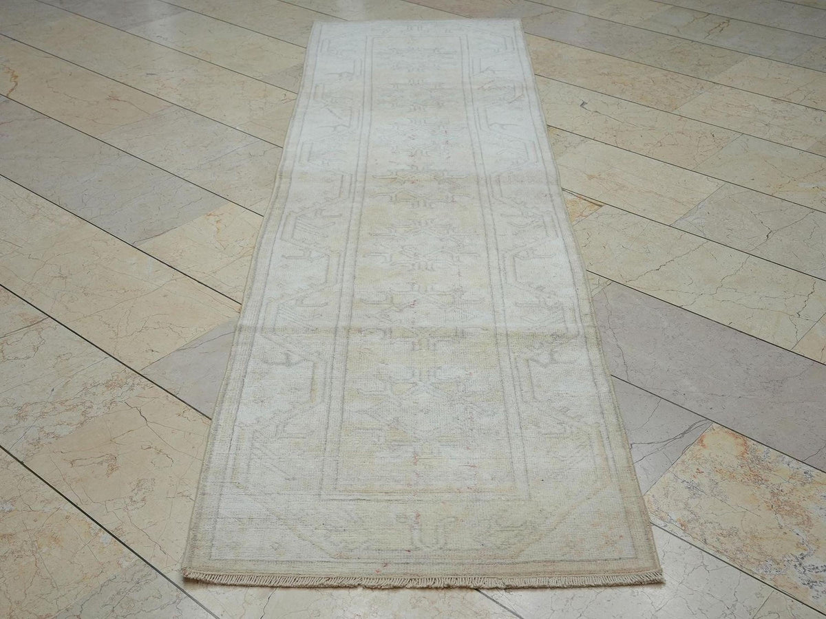 Wool Vintage Handmade Oushak Rug Runner: 2.6x9.3 Feet,Home Kitchen Floor Decor Rugs.