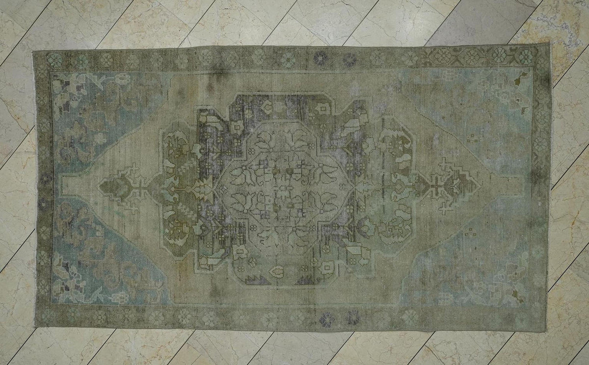 4.5x8 Muted Vintage Oushak Rug: Farmhouse Home Living Floor Decor Handwoven Turkish Rugs.