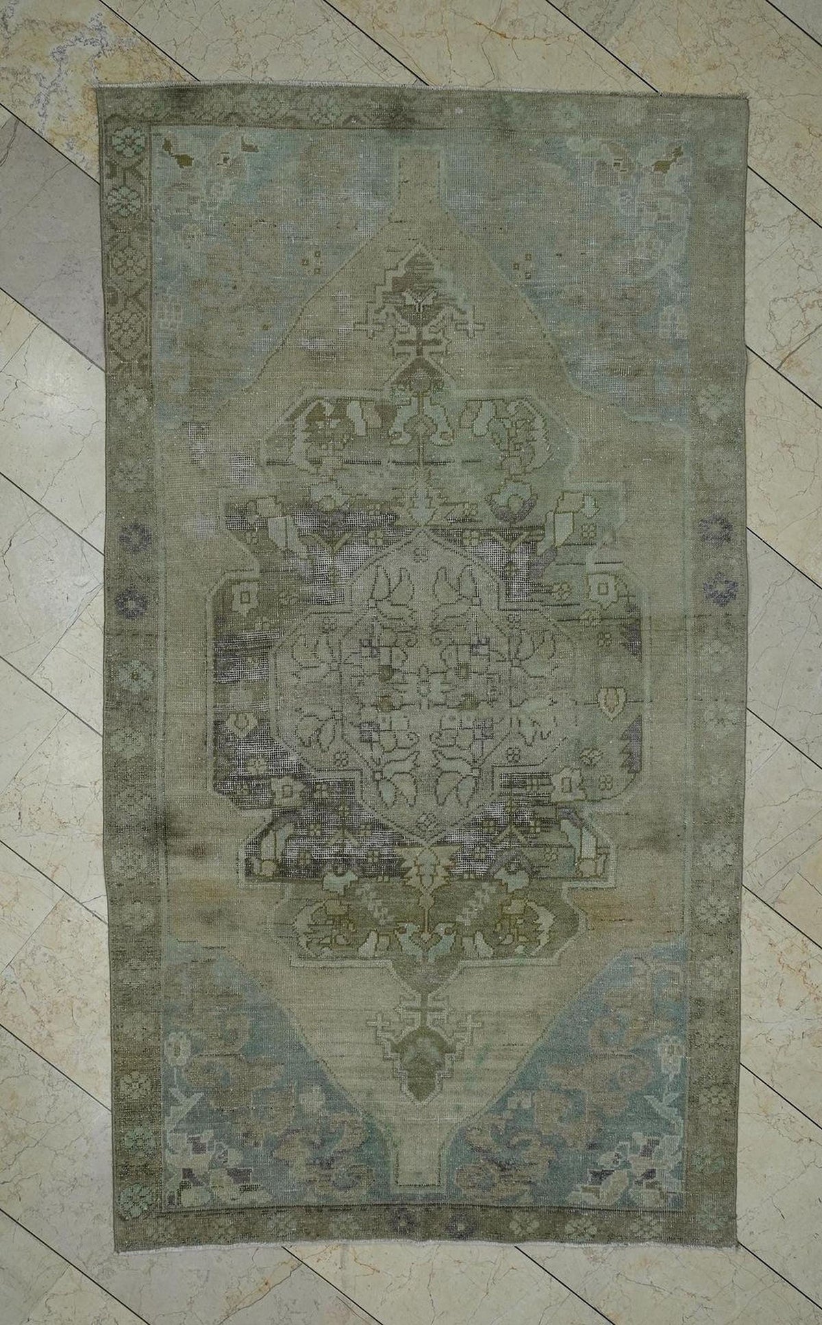 4.5x8 Muted Vintage Oushak Rug: Farmhouse Home Living Floor Decor Handwoven Turkish Rugs.