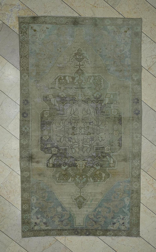 4.5x8 Muted Vintage Oushak Rug: Farmhouse Home Living Floor Decor Handwoven Turkish Rugs.