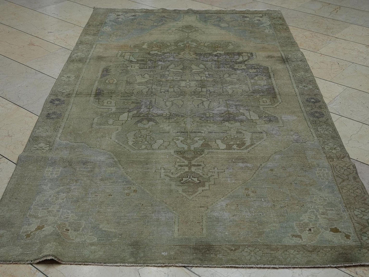 4.5x8 Muted Vintage Oushak Rug: Farmhouse Home Living Floor Decor Handwoven Turkish Rugs.
