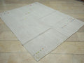 Eco-Friendly Plain Off White Turkish Hemp Kilim Rug,5.5x7.4 Ft,Mid Century Modern Rugs.