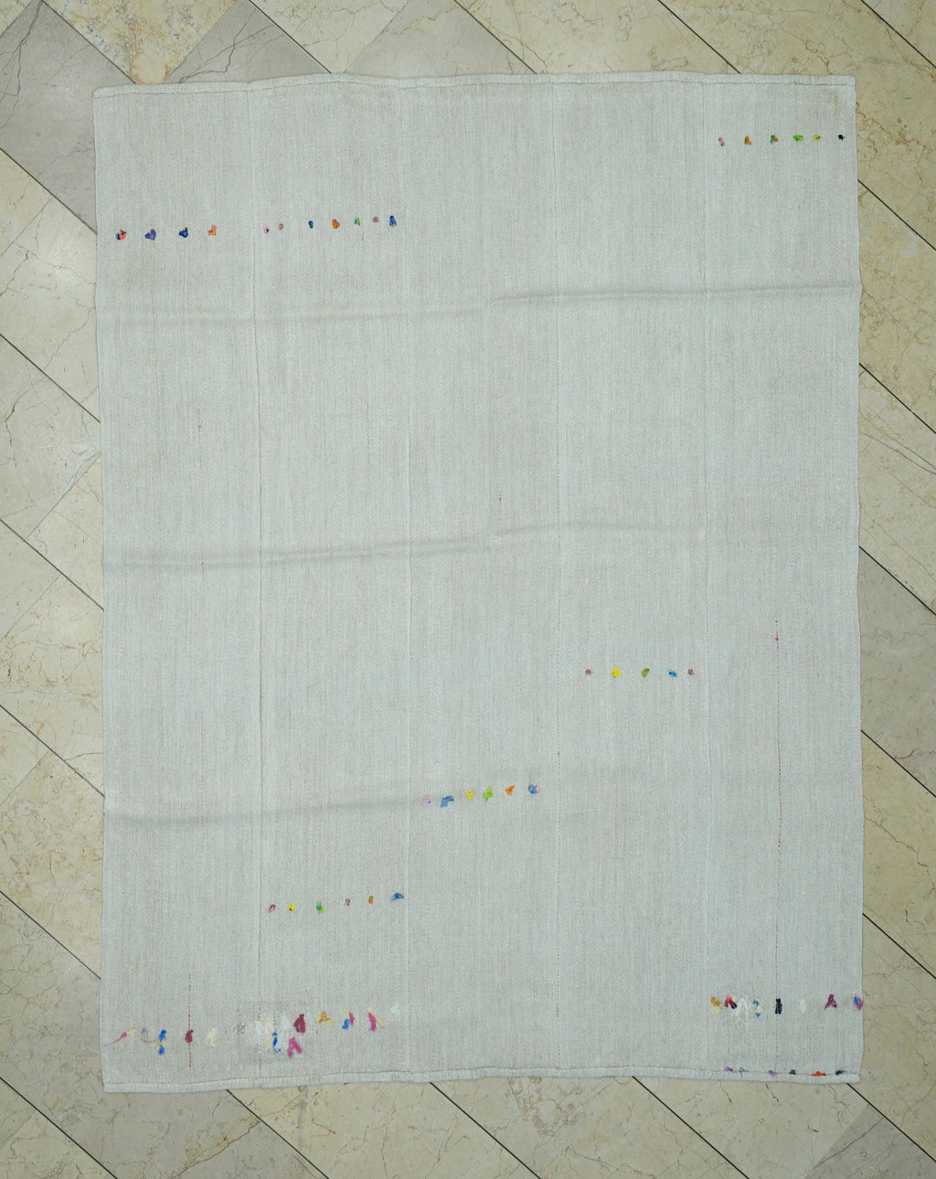 Eco-Friendly Plain Off White Turkish Hemp Kilim Rug,5.5x7.4 Ft,Mid Century Modern Rugs.