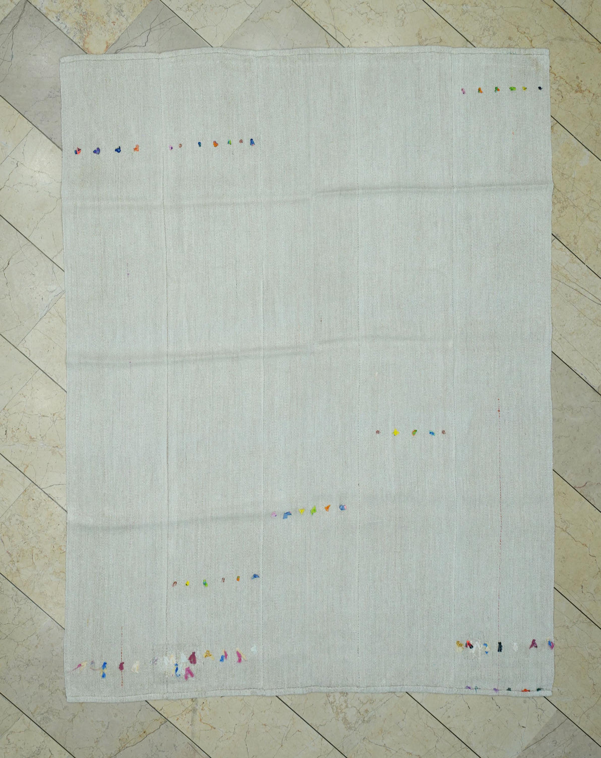 Eco-Friendly Plain Off White Turkish Hemp Kilim Rug,5.5x7.4 Ft,Mid Century Modern Rugs.