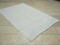 Plain Off White Hemp Kilim Rug: 4.3"x6,9" Ft,Minimalist Organic Turkish Rugs.