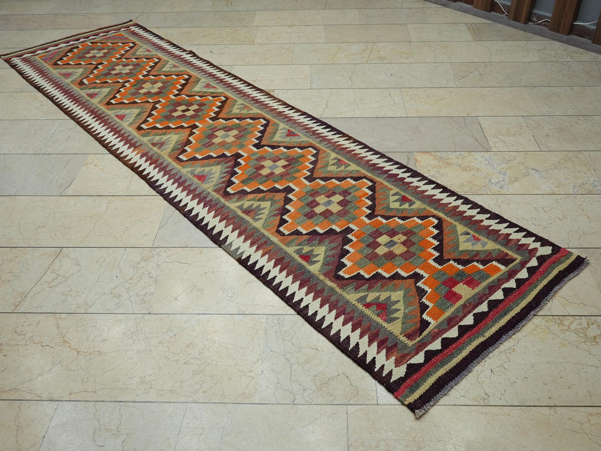 Vintage Turkish Kilim Rug Runner: Home Living Kitchen Decor Rugs, 2.8x10.3 Ft.