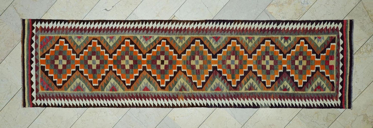Vintage Turkish Kilim Rug Runner: Home Living Kitchen Decor Rugs, 2.8x10.3 Ft.