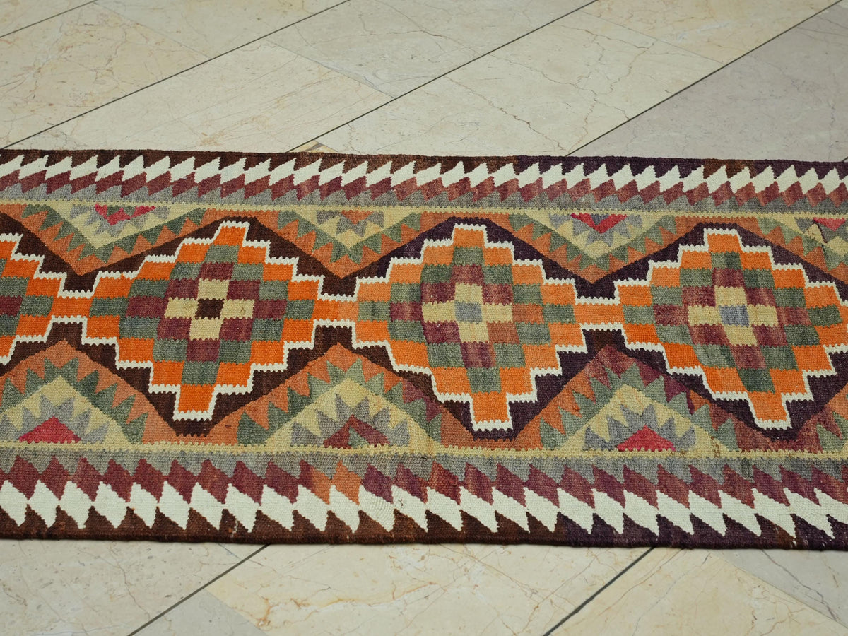 Vintage Turkish Kilim Rug Runner: Home Living Kitchen Decor Rugs, 2.8x10.3 Ft.