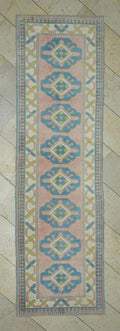 3x10 Blue & Salmon Pink Oushak Rug Runner:  Home Kitchen Floor Decor Rugs.