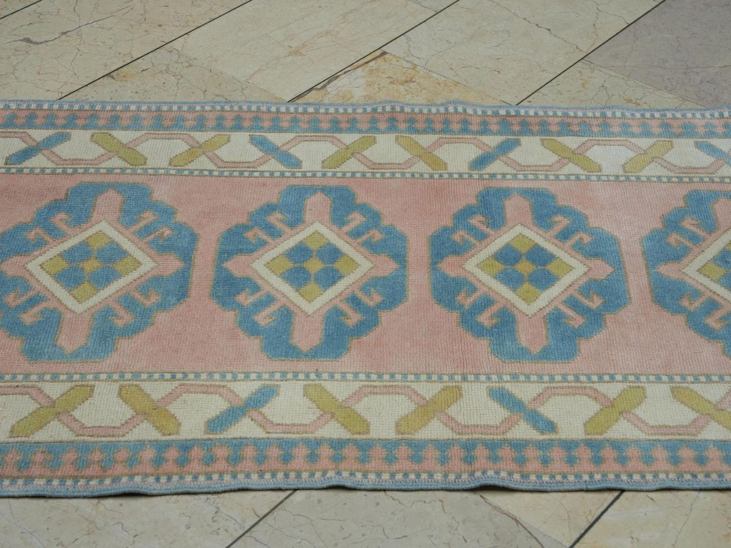 3x10 Blue & Salmon Pink Oushak Rug Runner:  Home Kitchen Floor Decor Rugs.