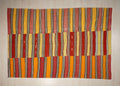 Large Stripe Design Kilim Rug: 6.6x10 ft, Red Yellow Turkish Rugs