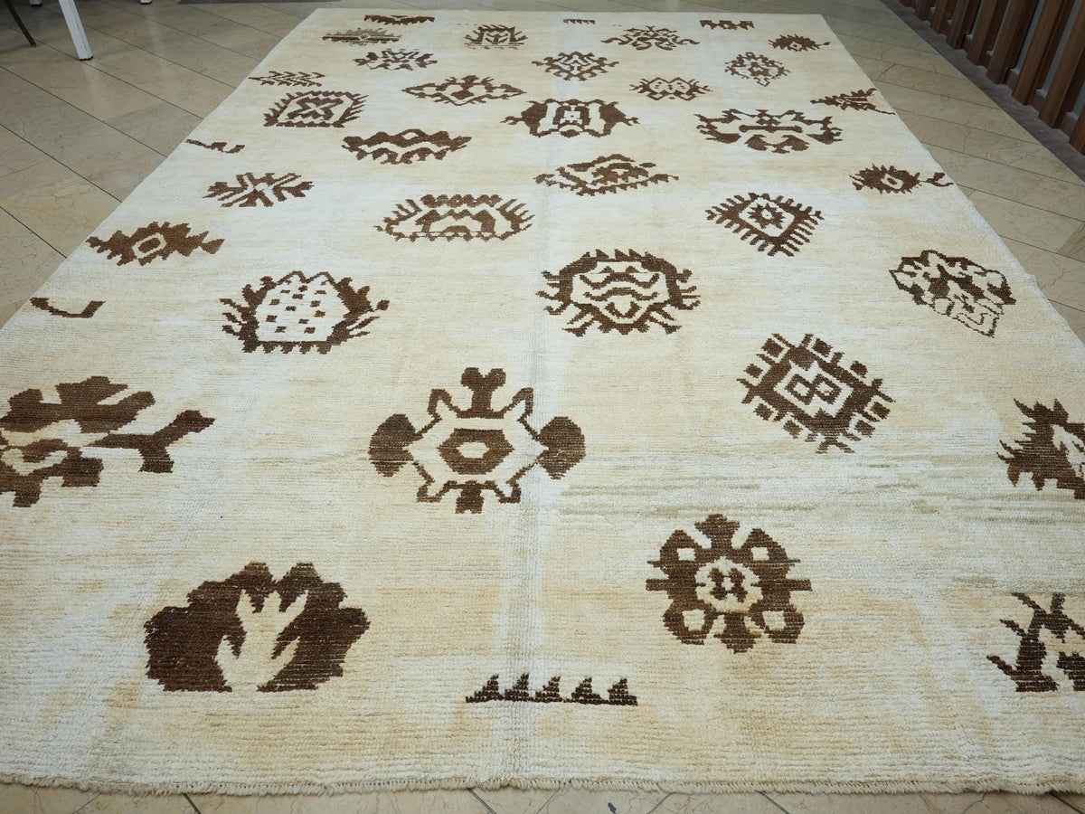 Cream & Brown Oversize Hemp and Wool Rug: 10x15 ft,Luxury Home Living Decor Rugs.