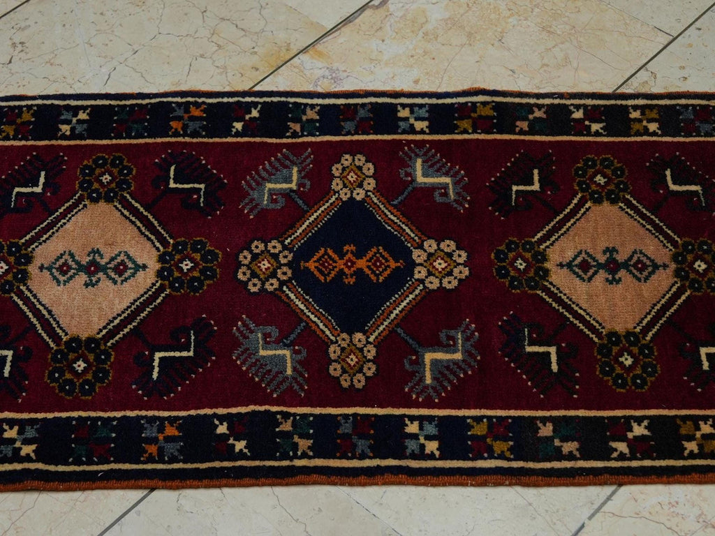2x3 Small Size Old Turkish Carpet Rug: Wall Hanging Decor Mid Anatolian Handwoven Rugs.