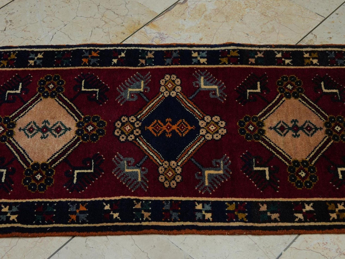 2x3 Small Size Old Turkish Carpet Rug: Wall Hanging Decor Mid Anatolian Handwoven Rugs.