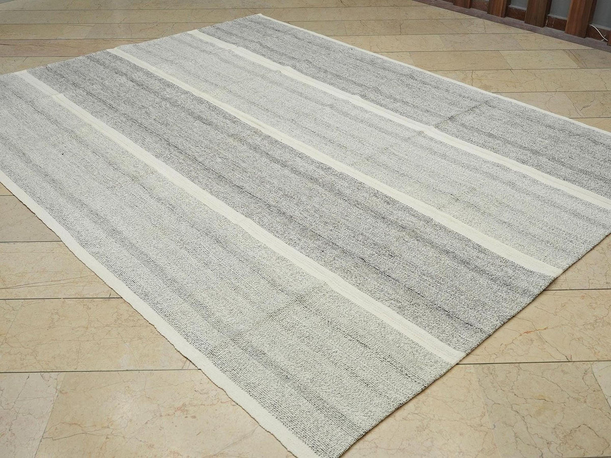 7x10 Scandinavian Style: Cotton And Goat Hair Woven Rug, Home Living Floor Decor Rugs.
