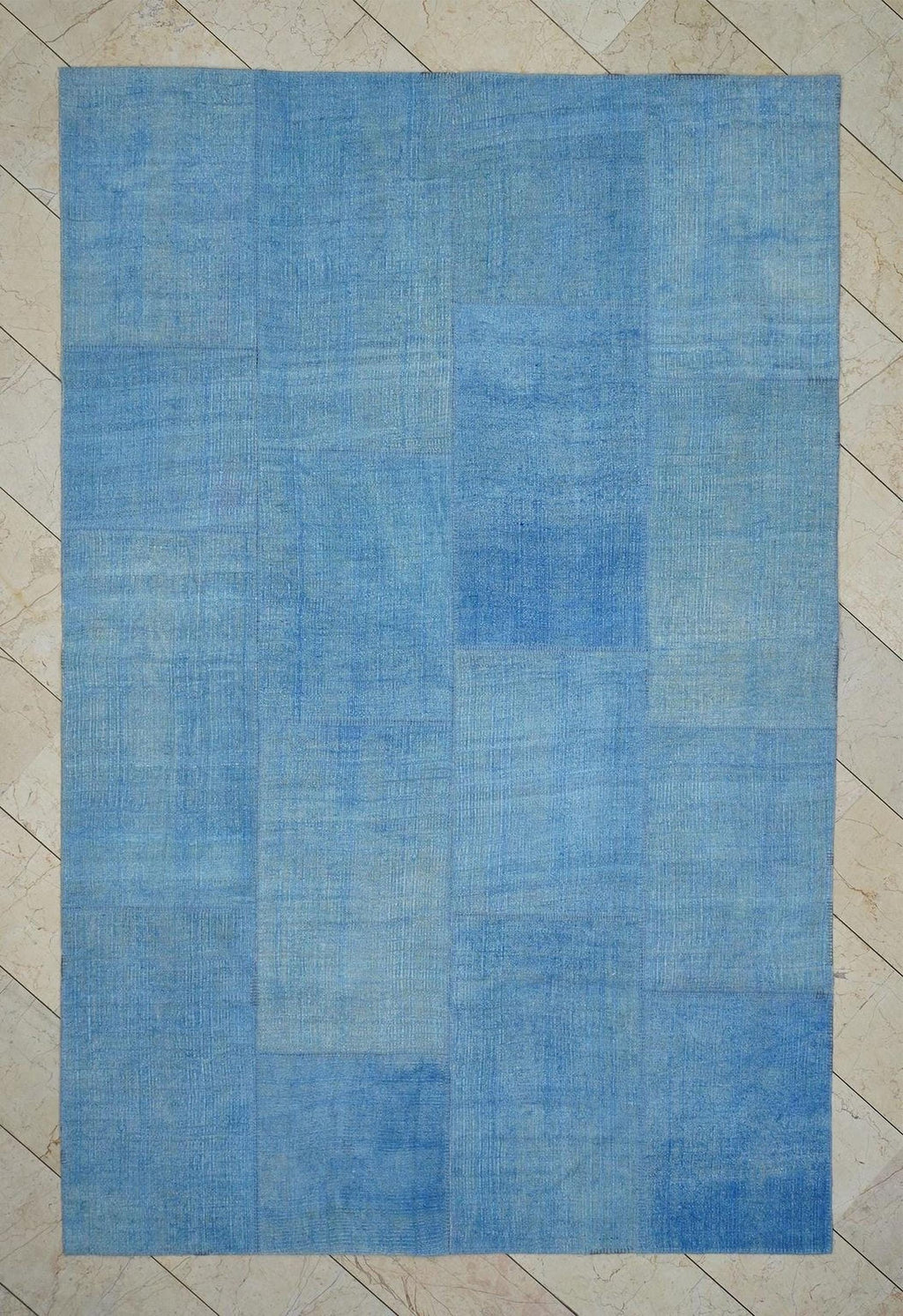 Overdye Blue Turkish Hemp Patchwork Kilim Rug,5.8"x9.8" Feet,
