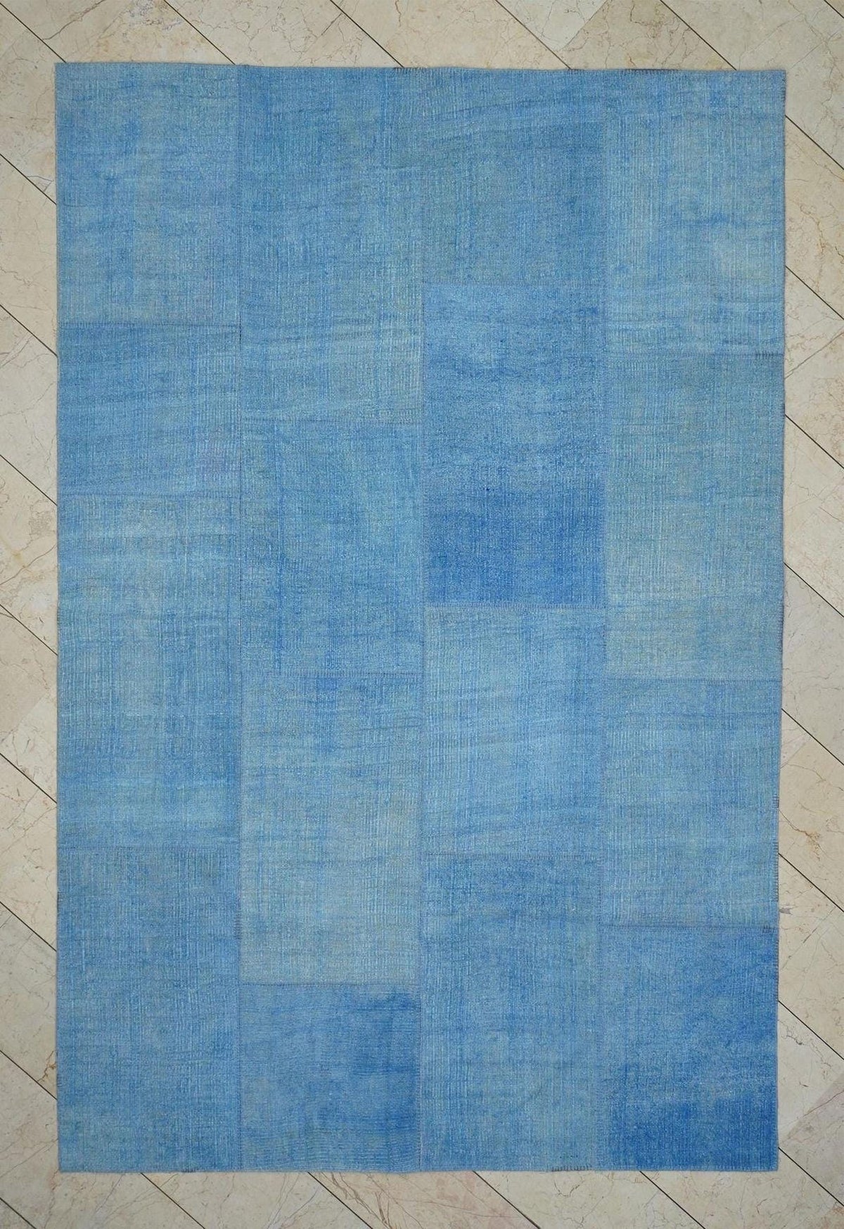 Overdye Blue Turkish Hemp Patchwork Kilim Rug,5.8"x9.8" Feet,