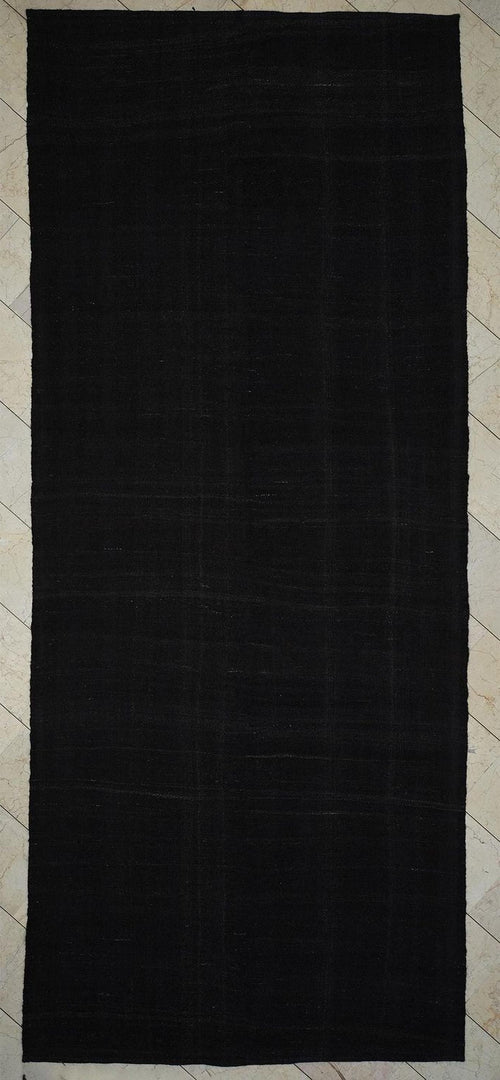 6x14 Dark Brown Natural Goat Hair Kilim Rug-Flat Weave Made Seasonal Outdoor Decor Rugs.